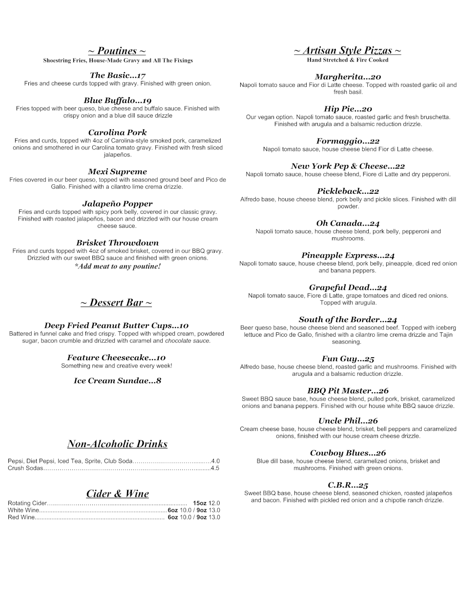 Embers Brewhouse Menu
